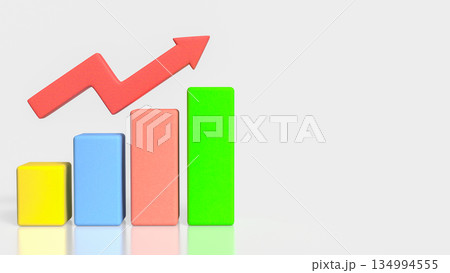 Business Performance Growth Concept with Colorful Bar Chart and Rising Arrow 3d render. 134994555