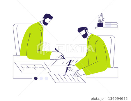 Signing rental agreement abstract concept vector illustration. 134994653