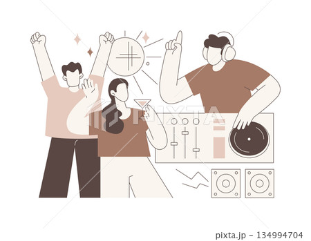 DJ isolated cartoon vector illustrations. DJ isolated cartoon vector illustrations. 134994704