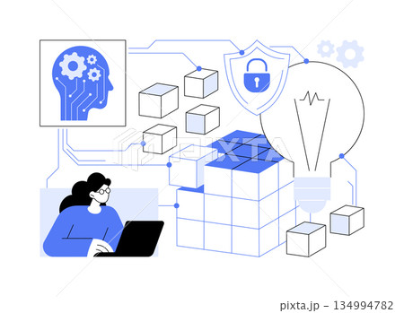 Blockchain-Based IP Protection abstract concept vector illustration. 134994782