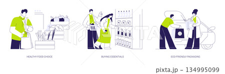 Grocery shopping isolated cartoon vector illustrations se 134995099