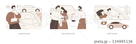 Buying a car isolated cartoon vector illustrations se 134995136
