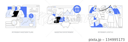 Retirement Planning, Lifestyle Guide abstract concept vector illustrations. Retirement Planning, Lifestyle Guide abstract concept vector illustrations. 134995173