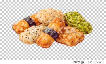 Colored pencil illustration of rice crackers 134995370