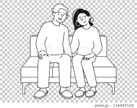 A neutral illustration of a young couple choosing based on current values. A modern lifestyle that gives a sense of trust and space. 134995528