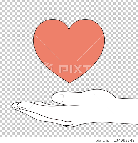 Heart and hand illustration material Heart and hand illustration material 134995548