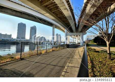 東京お台場 首都高速湾岸線 有明ジャンクション 東京お台場 首都高速湾岸線 有明ジャンクション 134995811