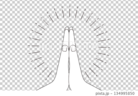 合掌しているハンドイラスト素材 合掌しているハンドイラスト素材 134995850