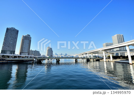 東京お台場 首都高速湾岸線 有明ジャンクション 東京お台場 首都高速湾岸線 有明ジャンクション 134995970