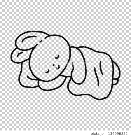 打盹的兔子線條畫 134996822