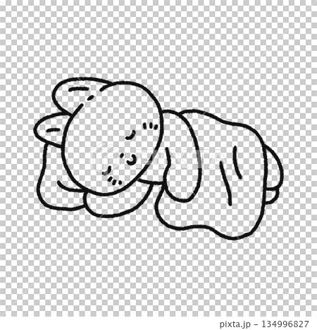 Napping cat line drawing 134996827