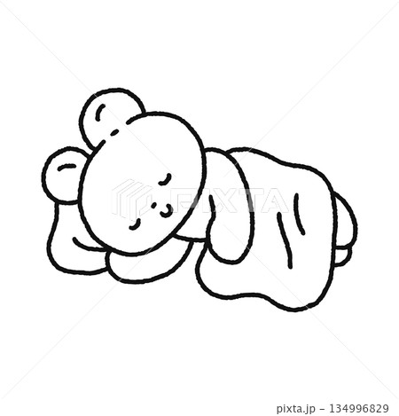 お昼寝するクマ　線画 134996829