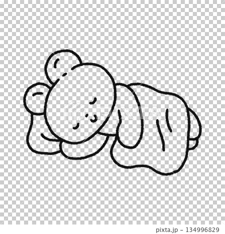 お昼寝するクマ　線画 134996829