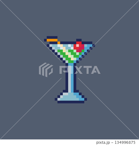 Pixel art Martini Cocktail Glass game asset Pixel art Martini Cocktail Glass game asset 134996875