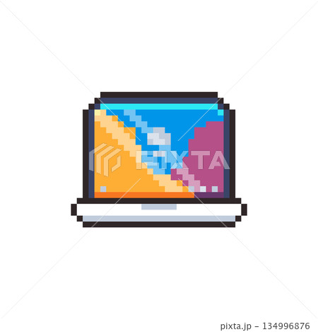 Pixel art laptop game asset design 134996876