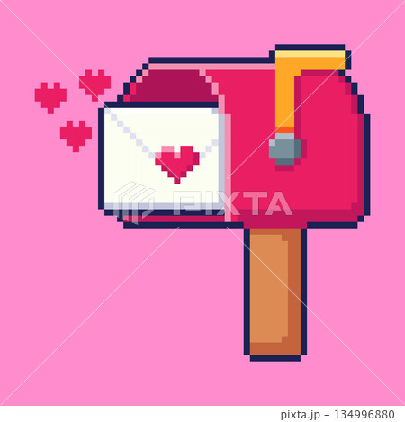 Pixel art Valentine Mailbox game asset Pixel art Valentine Mailbox game asset 134996880