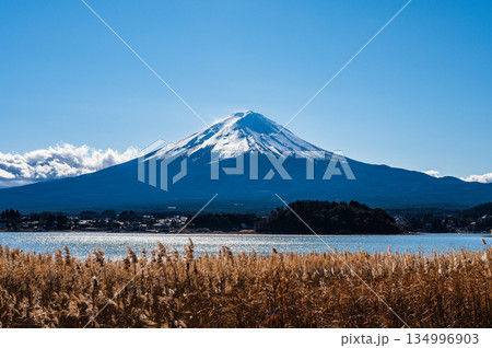 山梨県河口湖と富士山 134996903