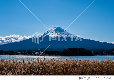 山梨県河口湖と富士山 山梨県河口湖と富士山 134996908