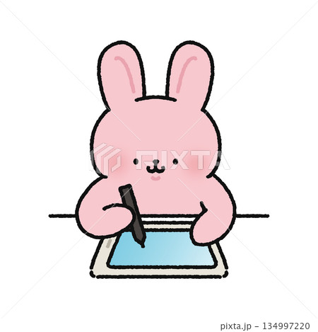 タブレット学習するウサギ 134997220
