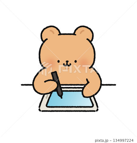 タブレット学習するクマ 134997224