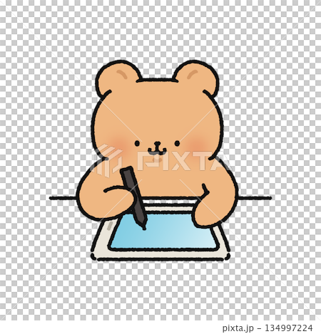 タブレット学習するクマ 134997224