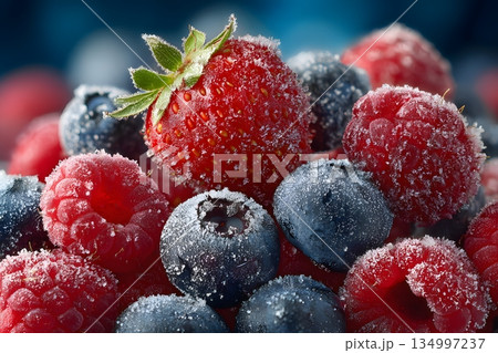 霜に覆われた冷凍ベリーミックス 134997237