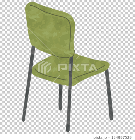 簡單的椅子插圖（背面，綠色） 134997529