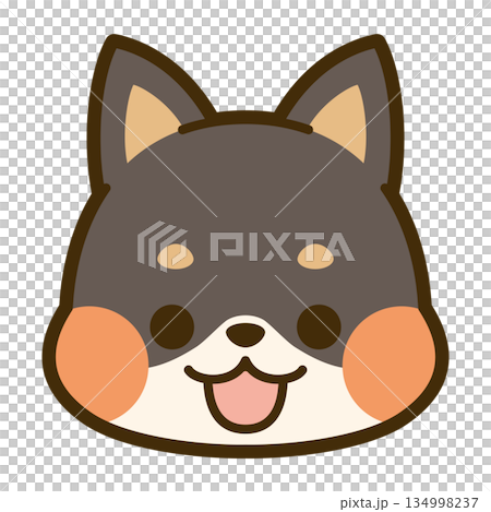 黑柴犬臉部圖標 134998237