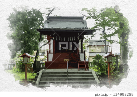 水彩画風 秩父 柞祖霊社 社殿 埼玉県秩父市 水彩画風 秩父 柞祖霊社 社殿 埼玉県秩父市 134998289