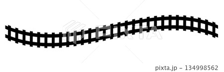 Railway train track vector route. Train track elements. Rail road map sign. Rail pattern round circular curve railroad path icon. flat style. 134998562