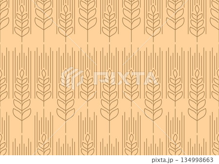 Cereal barley and wheat grain heads pattern background. For agriculture banners, cereal packaging, nutrition labels, or farm food, bread labels, farm branding or breakfast product Cereal barley and wheat grain heads pattern background. For agriculture banners, cereal packaging, nutrition labels, or farm food, bread labels, farm branding or breakfast product 134998663