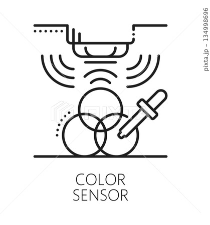 Color detector smart sensor line icon. Industrial technology innovation outline icon, security sensor lineart vector sign. Color detection system linear symbol or thin line pictogram Color detector smart sensor line icon. Industrial technology innovation outline icon, security sensor lineart vector sign. Color detection system linear symbol or thin line pictogram 134998696