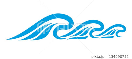 Wave blue icon of sea and ocean ripple water or tide surfs, vector marine wavy symbol. Cartoon blue line water wave ripples of sea tide, ocean surf flow of stormy waves for marine or nautical pattern Wave blue icon of sea and ocean ripple water or tide surfs, vector marine wavy symbol. Cartoon blue line water wave ripples of sea tide, ocean surf flow of stormy waves for marine or nautical pattern 134998732