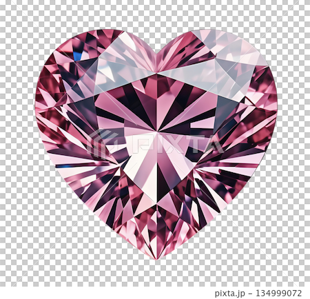 ハート型のピンクのダイヤモンド（背景透過,キリヌキ） 134999072