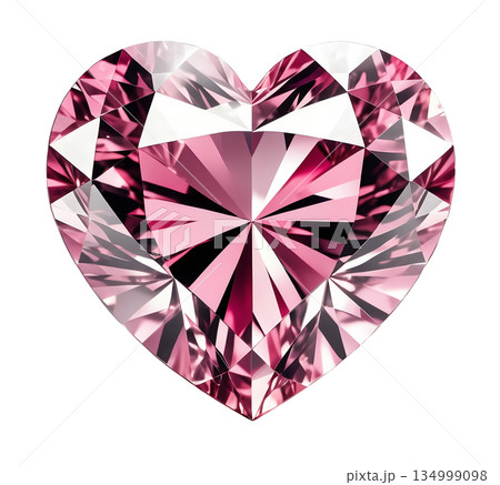 ハート型のピンクのダイヤモンド（背景透過,キリヌキ） 134999098