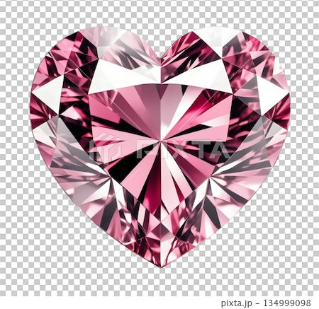 ハート型のピンクのダイヤモンド（背景透過,キリヌキ） 134999098