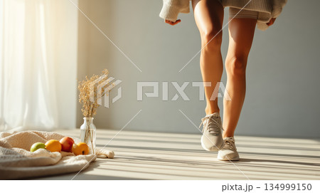 Walking in bright natural light, healthy lifestyle concept 134999150