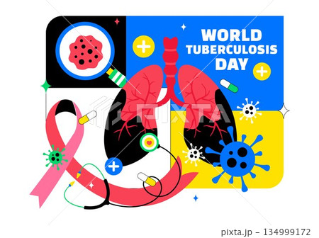 World Tuberculosis Day Vector Illustration Featuring Lungs and Bacteria for TB Awareness and Medical Campaigns with a Healthcare Background 134999172