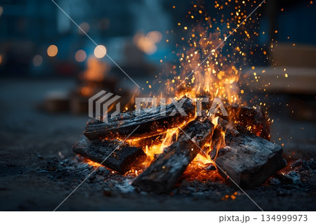 魅惑的な焚火のテクスチャ 134999973