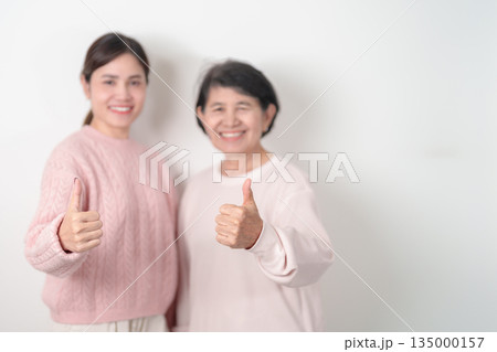 Couple woman with pink Shirt for Pink October Breast Cancer Awareness month, May Women Health, women rights, Empowerment, March International Women day, February Valentine, May International Mother 135000157