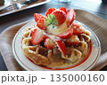 korea cafe dessert sweets strawberry waffle plate yummy 135000160