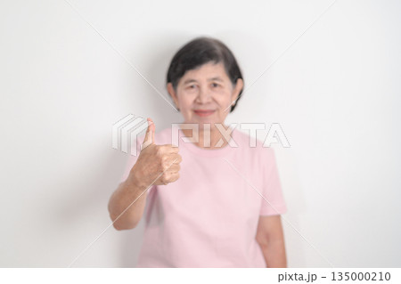 Elderly woman with pink Shirt for Pink October Breast Cancer Awareness month, May Women Health, women rights, Empowerment, March International Women day, February Valentine, May International Mother Elderly woman with pink Shirt for Pink October Breast Cancer Awareness month, May Women Health, women rights, Empowerment, March International Women day, February Valentine, May International Mother 135000210
