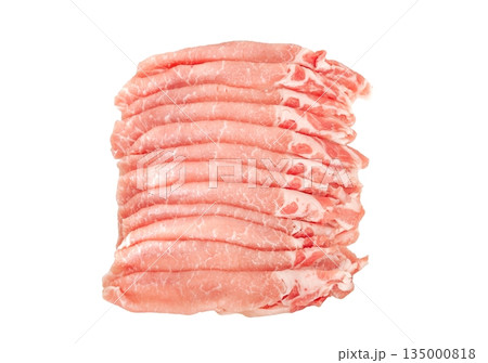 国産の豚ロース薄切り肉【白背景・切り抜き】 135000818