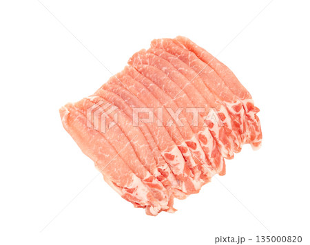 国産の豚ロース薄切り肉【白背景・切り抜き】 135000820
