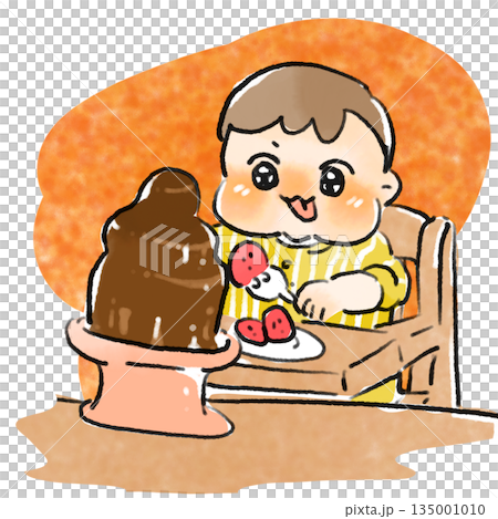 寶寶正在享用巧克力火鍋 135001010