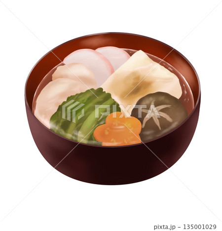 すまし汁の東京風のお雑煮イラスト 135001029