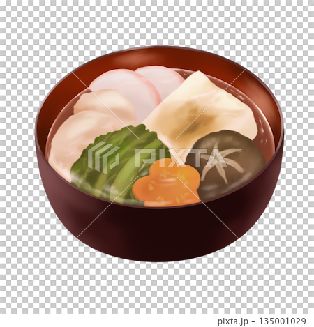 すまし汁の東京風のお雑煮イラスト 135001029