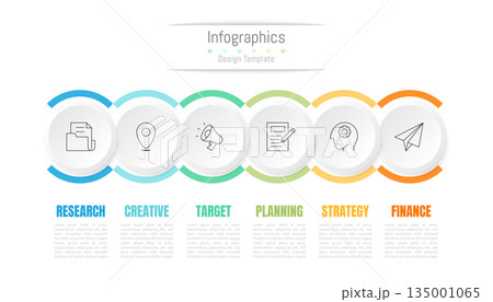 Infographic 6 options design elements for your business data. Vector Illustration. 135001065