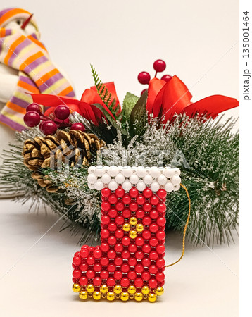 Handmade beaded gift boot Christmas ornament Handmade beaded gift boot Christmas ornament 135001464