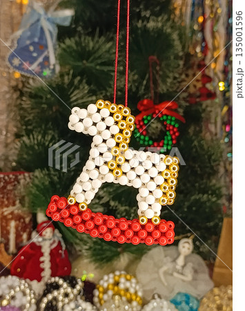 Handmade beaded horse Christmas ornament, symbol of 2026 year 135001596